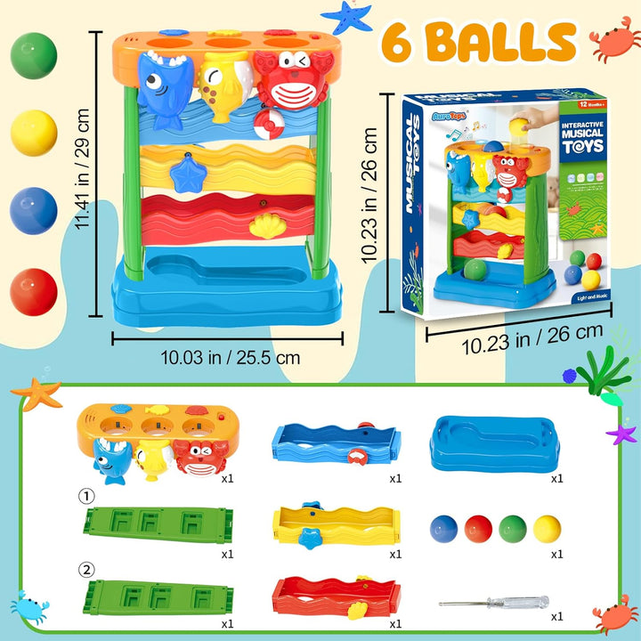 Toys for 1 2 3 Years Old Boys & Girls, Toddler Musical Toy for 6-12-18-24 Months, Interactive Montessori Toys with Light & Sound,Christmas Birthday Gifts for Baby Age 1-2 Years Old