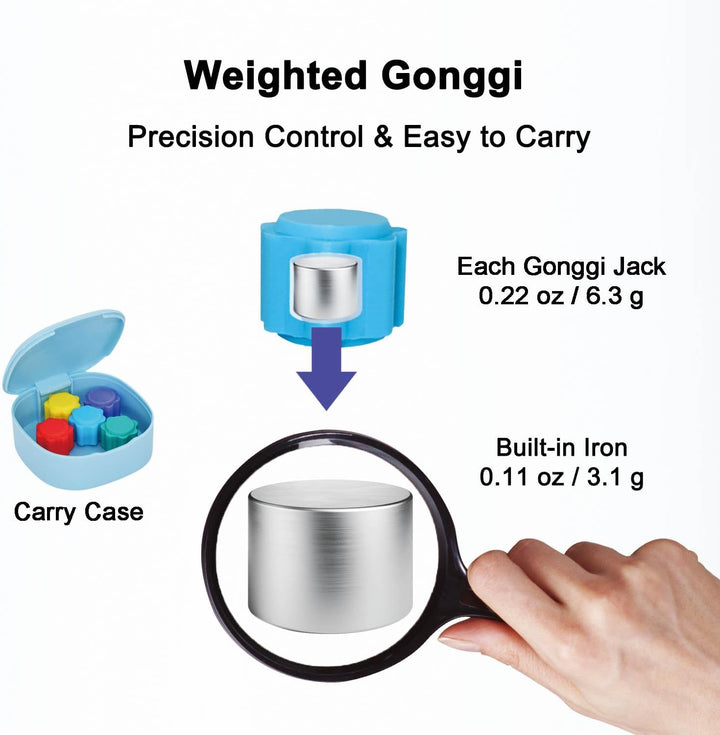 Korean Games Set Squid Toys - Weighted Gonggi Ddakji Spinning Top Flying Stones Jegi - Authentic Traditional Folk Toy Gift