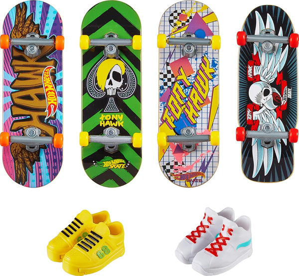 Skate Tony Hawk Fingerboard & Removable Skate Shoes Multipack, 4 Boards, 2 Pairs of Shoes, 1 Exclusive Set (Styles May Vary)
