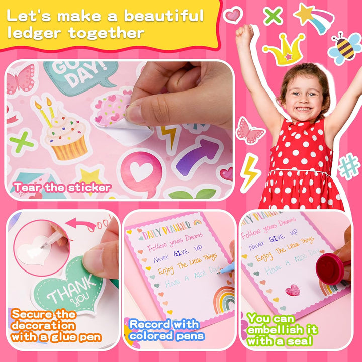 Birthday Gift for Girls Ages 7-13, DIY Journal Kit with Cute Stickers, Scrapbook Supplies, Stationery Set, Cool Arts and Crafts Gifts for 7 8 9 10 11 12 Years Old