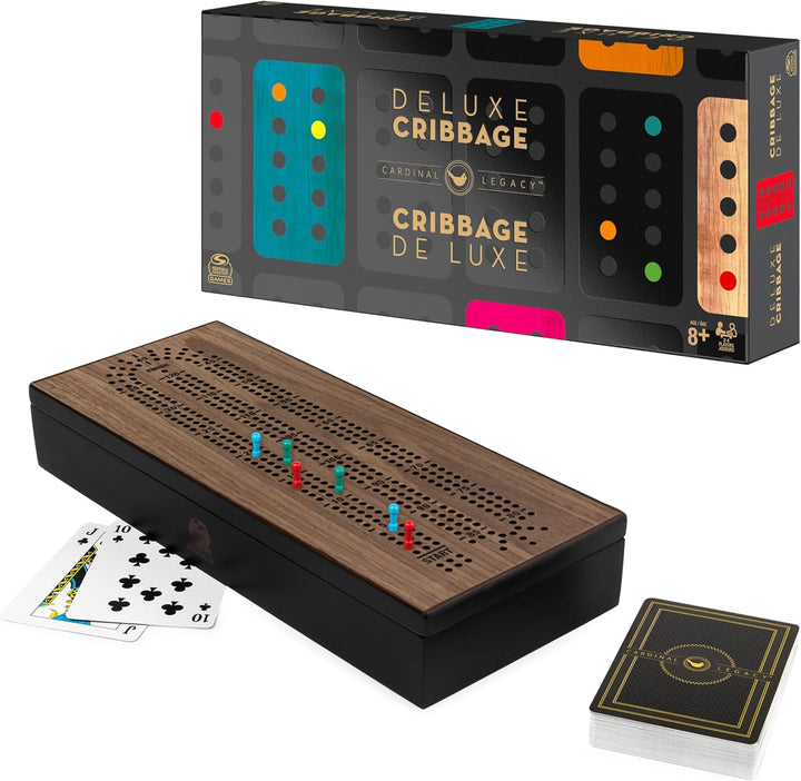 , Cardinal Legacy Deluxe 200-Piece Poker Set, Premium Dual-Toned Poker Chips in Wooden Storage Case, 2-10 Players, for Ages 10 & Up