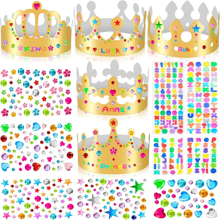 Gold Paper Crowns, Diy Birthday King Crowns Craft to Decorate, Paper Prince Princess Crown Hats for School Classroom