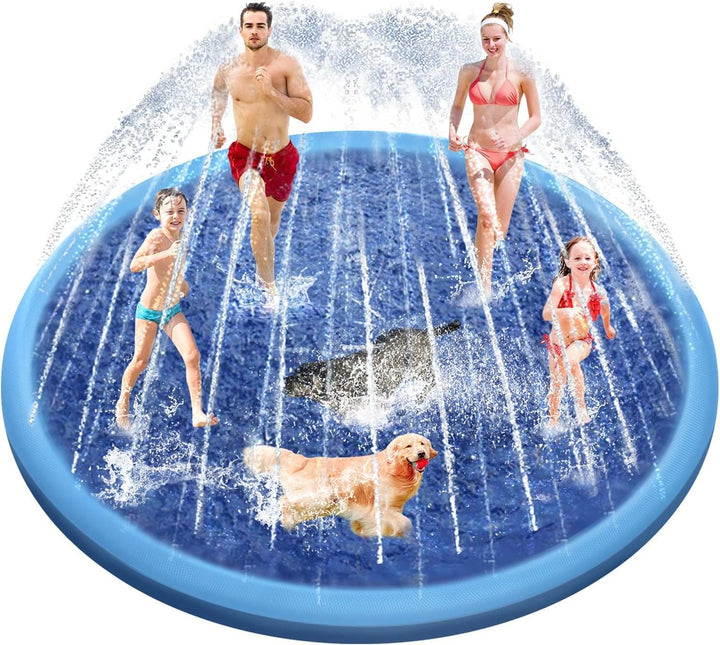 Splash Pad, 67In Anti-Slip Splash Pad for Kids Dogs 0.58Mm Thickened Dog Pool Splash Sprinkler Pad Durable Summer Outdoor Water Toys for Baby Toddler Boys Girls Pet