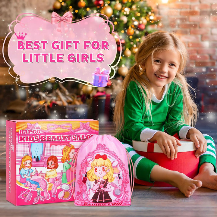 Hair Salon Toys for Girls, 39 Pc Pretend Play Makeup Toys Set, Beauty Play Hair Styling Kit with Blow Dryer, Barber Apron and Scissors Accessories for 3-9 Year Old