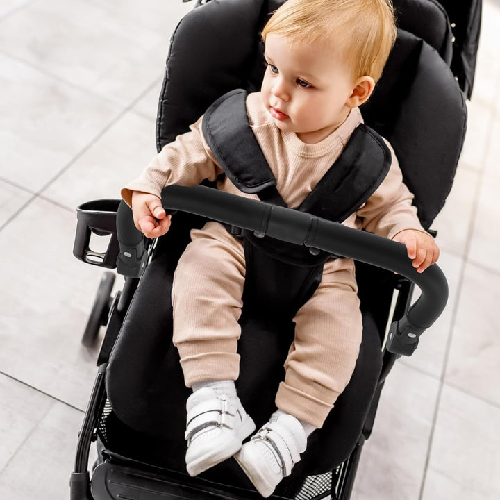 Universal Stroller Bumper Bar Angle Adjustable Armrest Stroller Handle Multifunctional Stroller Bar Removable Stroller Crossbar for Bbz Yoyo, Yoyo 2, and Yoyo+, Black Pu Leather