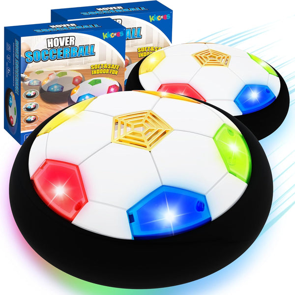 Kids Toys Hover Soccer Ball (Set of 2), Battery Operated Air Floating Soccer Ball with LED Light and Soft Foam Bumper for Indoor Outdoor Game, Gifts for Age 3 4 5 6 7 8-16 Year Old Boys Girls
