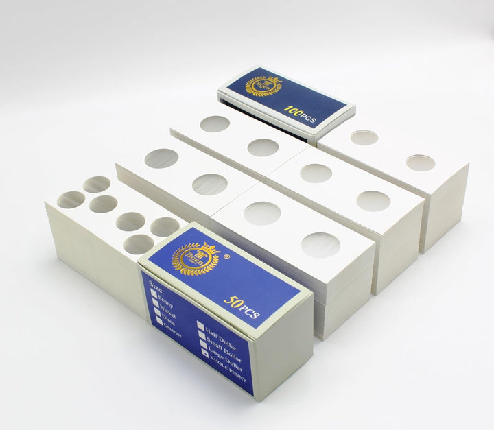 600PCS Coin Flips in 6 Sizes Cardboard Coin Holders for Colletors 2X2 Inch Coin Cardboard Coin Flips for Coin Collection (Coin Flips 6-600Pcs)