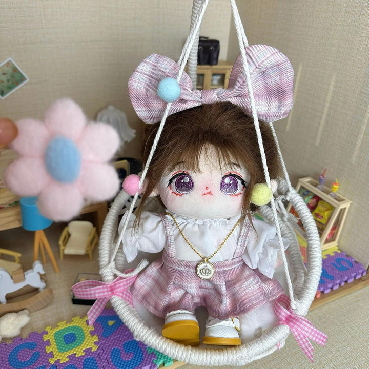 Plush Doll Clothes Set, Cute JK Uniform Set, Doll Dress Shirt Bow Necklace Shoes 5Pcs Outfits for 20Cm/8 Inch Soft Dolls Stuffed Animals (Pink Clothes Set-20Cm/8)