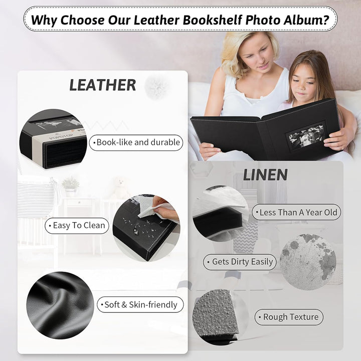 Photo Album 4X6 300 Pockets with Leather Hardcover Cover, Small Photo Album Holder Book with 50Pcs Pages for Family Travel Wedding Baby Gifts