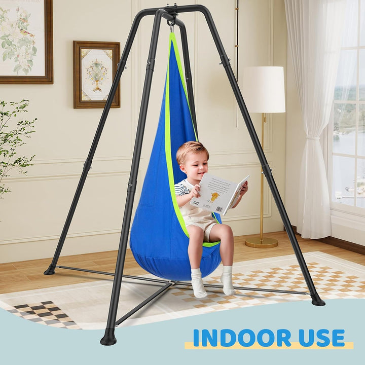 Swing Stand Frame with Sensory/Pod Chair, X-Shaped Swing Set, Metal Hammock Chair Stand for for Kids and Adults Indoor and Outdoor 330LBS