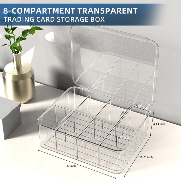Transparent Trading Card Storage Box-Holds 2000+ Loose Cards-Plastic Card Deck Box for Baseball Cards/For Toploaders/For Graded Card/For Mtg/For Magnetic Card Etc.