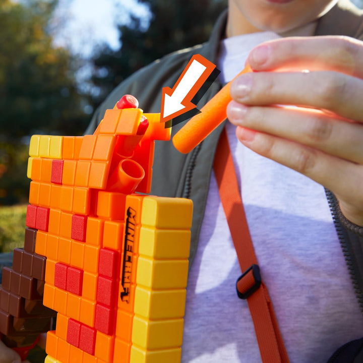 Minecraft Firebrand, Dart Blasting Axe, 6  Elite Foam Darts, Design Inspired by Minecraft Axe in the Game, Pull down Priming, Minecraft Toys