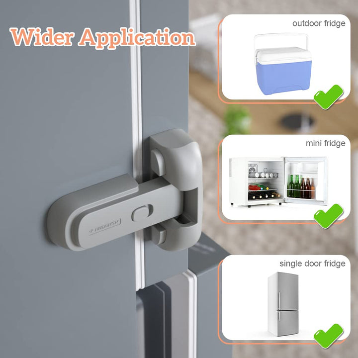 Mom'S Choice Gold Awards Winner -  1 Pack Updated Child Proof Refrigerator/Fridge/Freezer Door Lock Apply to Max 1"(25Mm) Sealing Strip for Toddlers and Kids, No Tools Need or Drill (Grey)