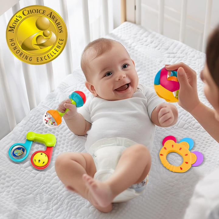 10Pcs Baby Rattles Toys Set, Infant Grab Shake Rattle, Easy Hold Sensory Teether, Babies Development Learning Music Toy, Newborn Shower Birthday Gift 1 2 3 4 5 6 7 9 10 12 Month Boy Girl