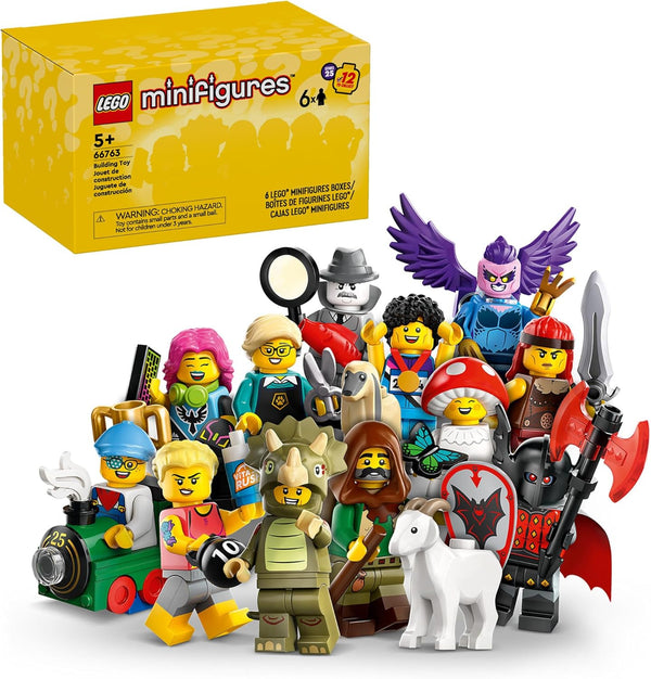 Minifigures Series 25 6 Pack, Mystery Blind Box, Includes 6 Surprise Minifigures, Collectible Gift for Boys, Girls and Kids Ages 5 and Up, 66763
