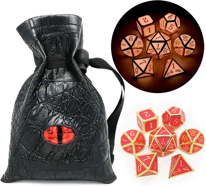 Bloodstained Metal DND Dice Set Blood Polyhedral D&D Dice Compatible with Dungeons and Dragons Gift TTRPG Antique Metal Halloween Dice