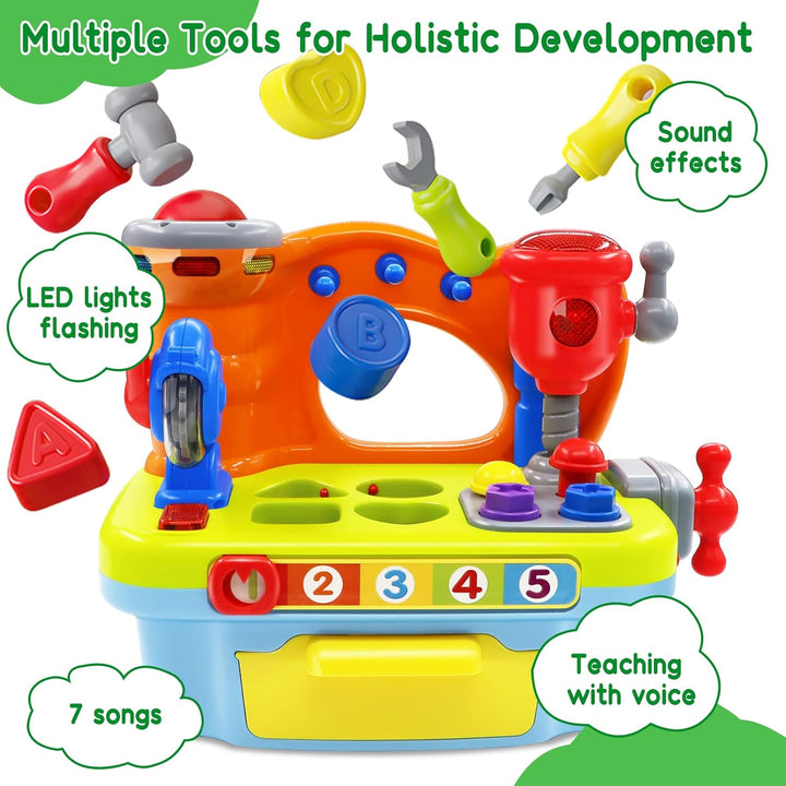 Baby Toys for 1 Year Old Boy Girl Musical Learning Workbench for 1 2 Year Old Boy Birthday Gift Early Educational Sound Shape Toddler Toys Age 1-2 Tool Set for Kids 12-18 Months