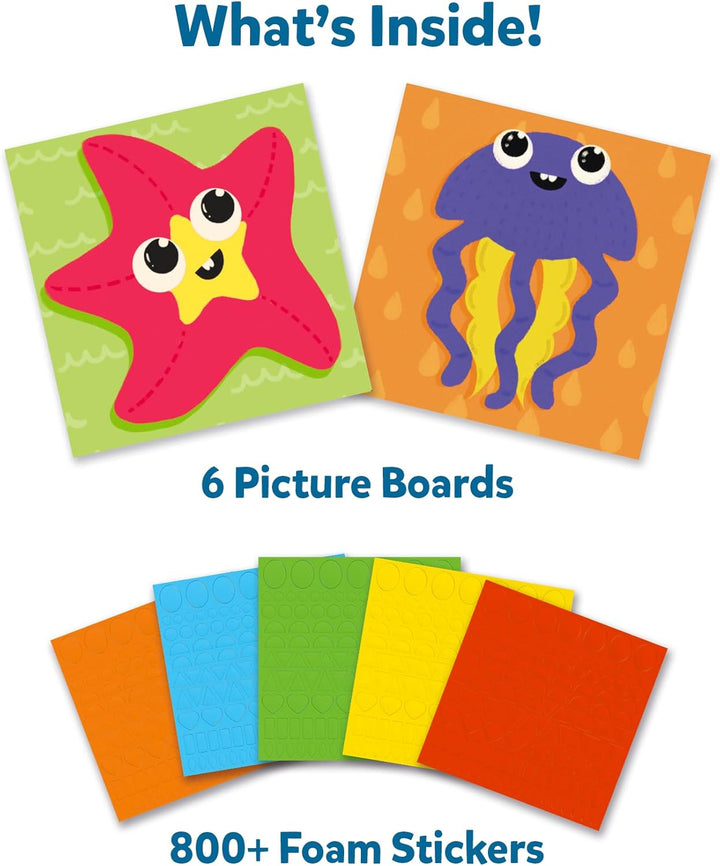 Foam Sticker Art Activity - under the Ocean, Mess-Free Fun for Kids, 800+ 3D Foam Stickers, DIY Felt Craft Kits, Gifts for Girls & Boys Ages 3, 4, 5, 6, 7