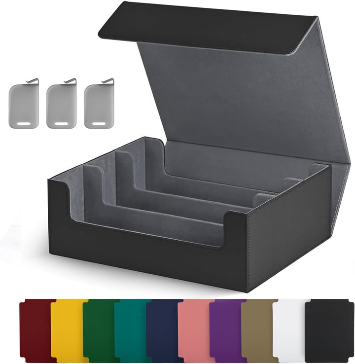 Card Storage Box for Trading Cards, 1800+ PU Leather Commander Card Deck Case, Magnetic Closure Card Holder Fits for Magic Game Cards (Black)