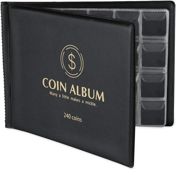 Coin Collection Holder Album for Collectors, 240 Pockets Coin Collection Book Office Supplies