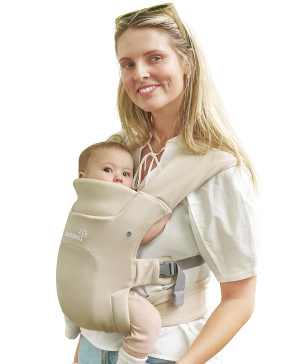 Baby Carrier Newborn to Toddler, Cozy Baby Wraps Carrier, Ergonomic Baby Carrier with Head Support, Cream