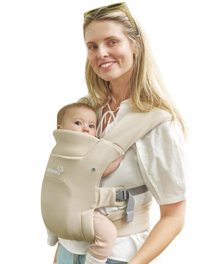 Baby Carrier Newborn to Toddler, Cozy Baby Wraps Carrier, Ergonomic Baby Carrier with Head Support, Cream