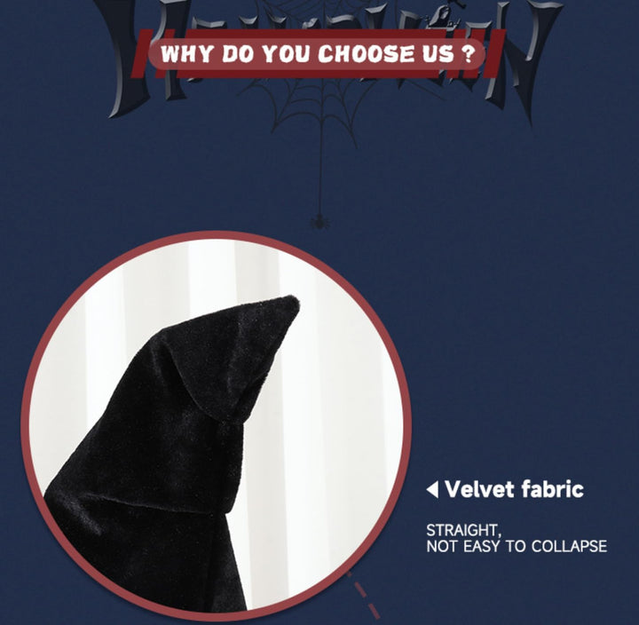 Gothic Witch Hat with Lace Trim, Black Velvet, Red Rose, Halloween Costume Accessory
