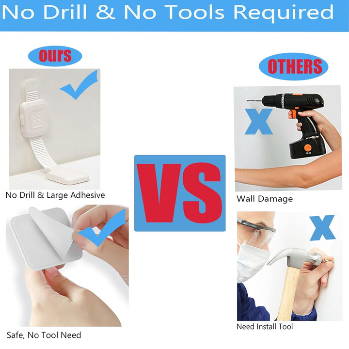 Upgraded No Drill Furniture Anchors for Baby Proofing, Anti-Tip Adjustable Straps, 2 Pack