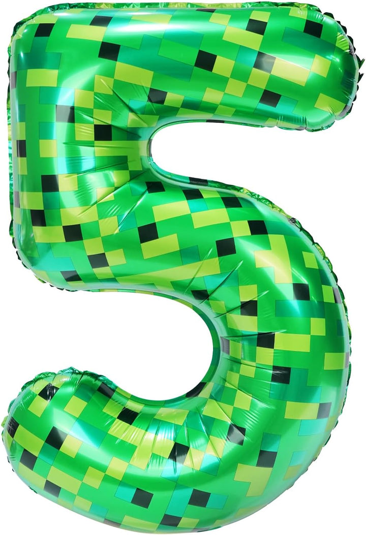 TNT Pixel Happy Birthday Banner Party Decorations Foil Balloons Letters Signs Blast Gaming Party Miner Supplies for Boy Girl