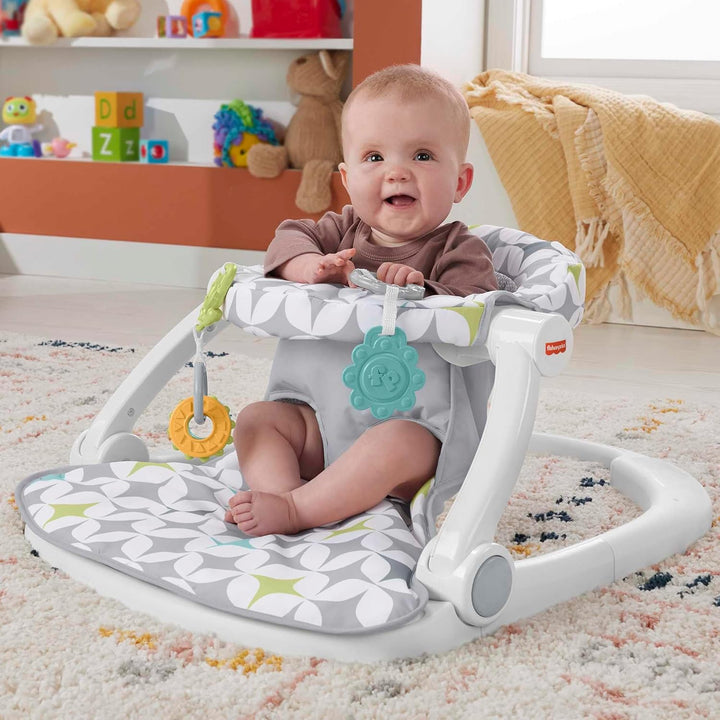 Portable Baby Chair Sit-Me-Up Floor Seat with Developmental Toys & Machine Washable Seat Pad, Starlight Bursts