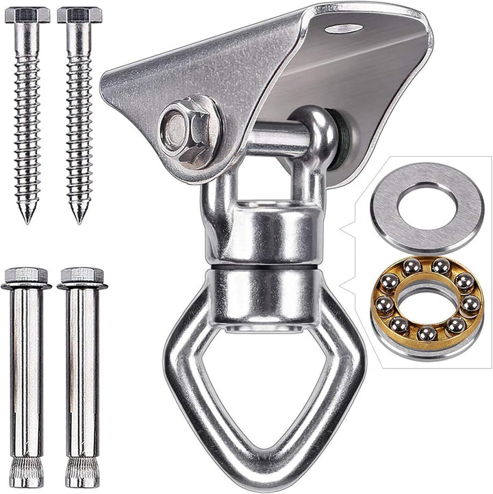 Swing Hanger with Bearing Swivel 800LB Capacity Stainless Steel Ceiling Mount Bracket Hanging Kit for Aerial Silks, Swings, Hammocks, Hanging Chair, Aerial Hoop, Heavy Bag, Yoga Swing