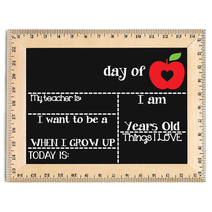 Bloom Owl First Day of School Chalkboard Sign - 11.5"X15" Reusable Back to School Photo Prop with Wooden Ruler Frame for Preschool, Kindergarten, and Beyond