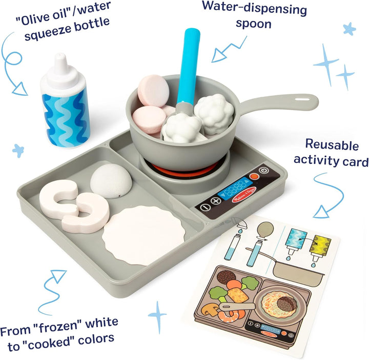 Simmer & Stir Stovetop Play Set with Water Wow!® Color Reveal Play Food Preschool Toy Ages 3+