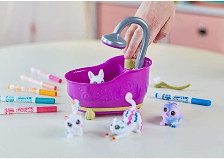 Scribble Scrubbies Tub Set (4 Pets), Washable Pet Care Toy, Coloring Animal Craft, Toys for Girls & Boys, Gifts for Kids, Ages 3+