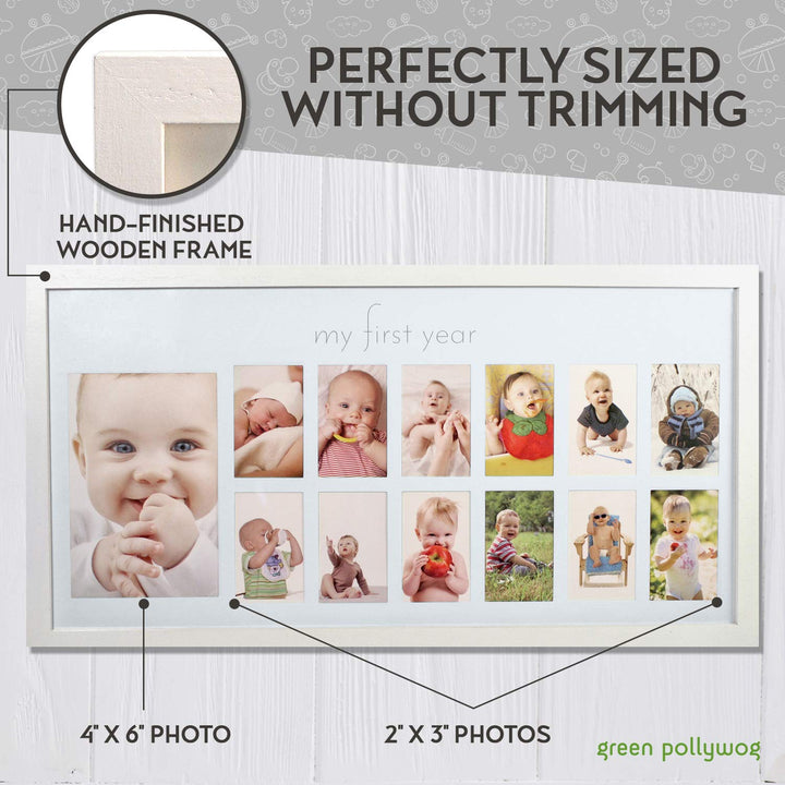 | Baby'S First Year Frame | Collage Frame for Baby in White | 12 Month Picture Frame | Milestone Photos | First Year Picture Mat | My First Year Photographs