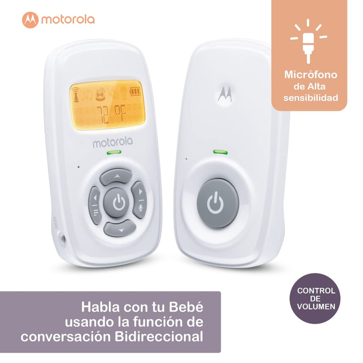 MBP24 Audio Baby Monitor with Room Temperature Display, High Sensitivity Microphone and Two-Way Talk, White