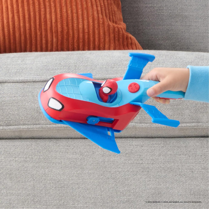 Marvel Spidey and His Amazing Friends Spidey Team Split Racer - 8.5-Inch Three-In-One Vehicle with Web Darts, Sound Effects, and Phrases