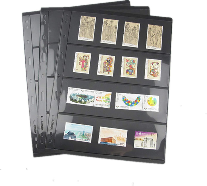 Vario Stamp Pages for Stamp Album Binder, 10 Sheet (20 Page) 1 Row Pages for Stamp Collectors, Professional Pack (1 Row)