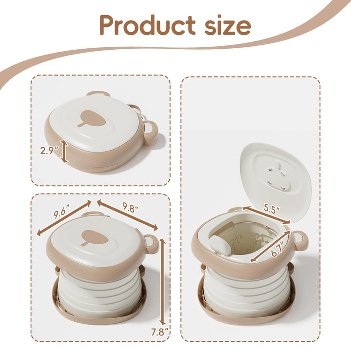 Travel Potty Seat for Toddler，Foldable Car Potty for Toddler, Portable Toilet Seat for Kids with Potty Liners, Absorbent Pads, Portable Potty Seat for Toddler Travel, Camping and Outdoor Use