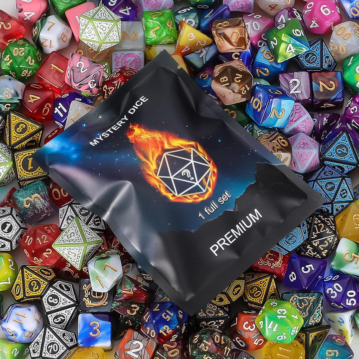 Polyhedral Dice - 8PCS Mystery Dice Set, Various Styles, Random D&D Dice Patterns & Dice Bag, DND Gifts, Suitable for Dungeons and Dragons, RPG, Mtg,Role Playing Table Game