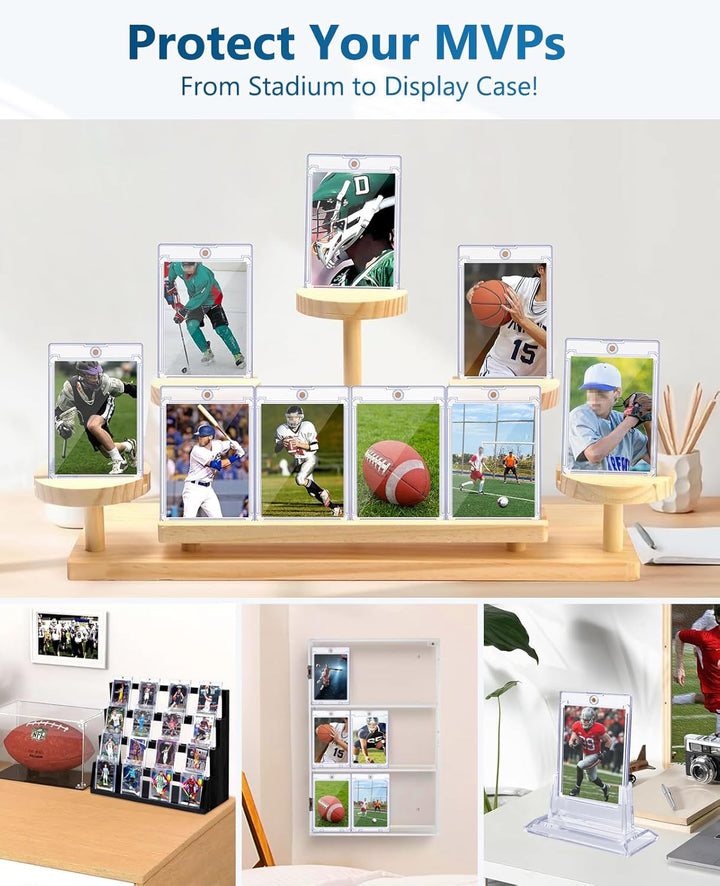 25 PCS Magnetic Card Holders: 35 Pt Magnetic Card Case for Trading Cards,One Touch Card Holder, U-V Protection Hard Plastic Card Protectors for Sports, Baseball, Game, Standard Cards Display