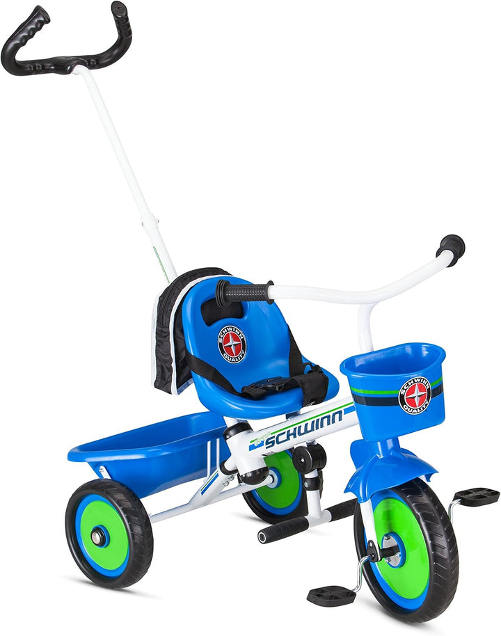 Easy Steer Bike for Toddler, Kids Tricycle with Removable Push Handle, Steel Trike Frame, Boys and Girls Ages 2-4 Year Old, Blue, 41" X 20" X 41"