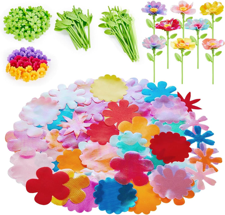 Flower Bouquet Toys, Arts and Crafts for Girls Ages 4-8, Gifts for 4 5 6 7 8 9 Year Old Girls, DIY Flower Making Toy Kit for Kids, Mess-Free Fun & Educational Activities for Preschool Kids