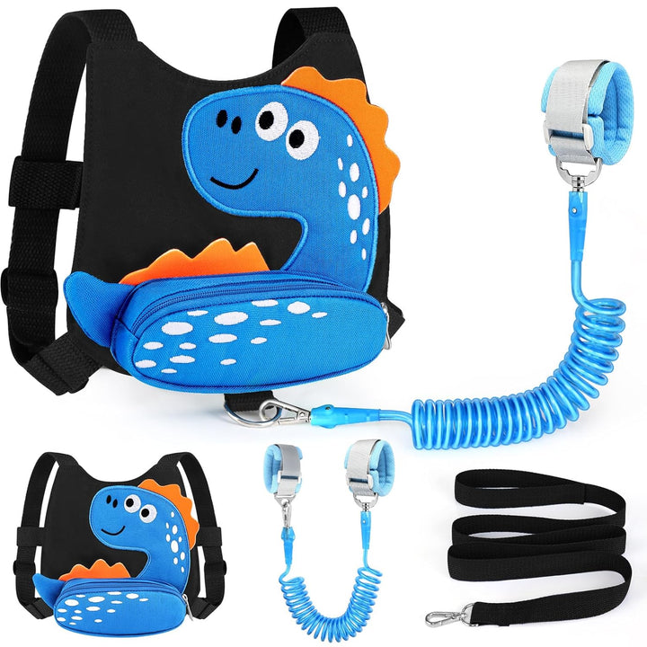 Toddler Harness Leash with anti Lost Wrist Link, Cute Dinosaur Kids Harnesses Children Leashes, Baby Walking Harness Keep Child Close Wristband Strap for Boys Travel
