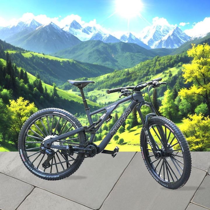 1:8 Scale Die-Cast Mini DS Dual Slalom Mountain Bike Toy FS Bicycle Model Alloy Mini Cake Topper Desktop Decoration Crafts for Cycling Lovers Bike Racers Athletes Children (Black)