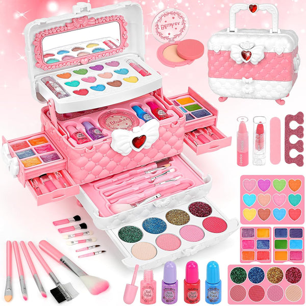 Kids Washable Makeup Kit Girl Toys for Gifts,  Toys for Girls Princess Birthday Gift Play Make up Toys for Girls Toys Age 4 -12