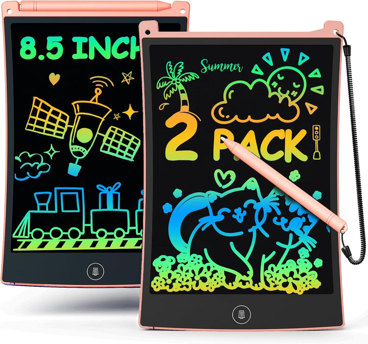 2 Pack LCD Writing Tablet with Stylus, 8.5 Inch Colorful Doodle Board Drawing Pad for Kids, Travel Games Activity Learning Toys, Birthday Gift for Age 3 4 5 6 7 8 Year Old Boys Girls