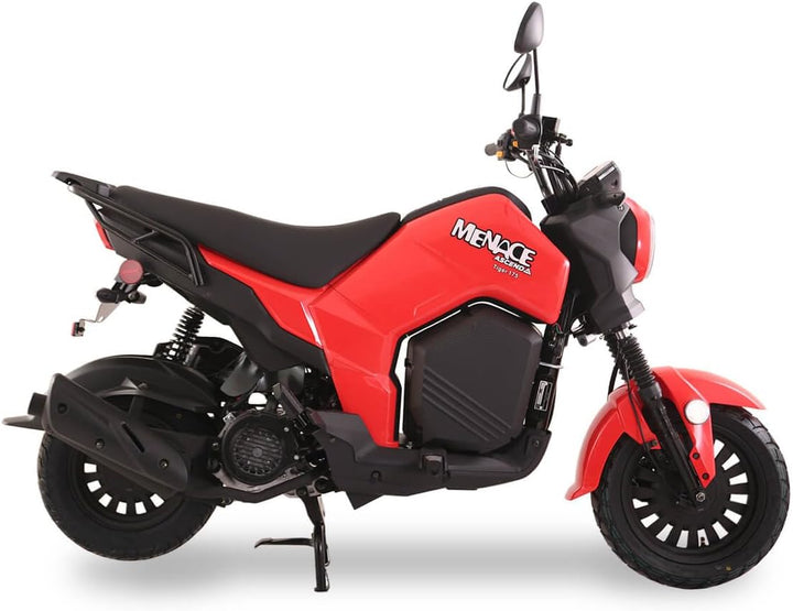Electric Motorcycle, Street Legal Scooter, Red and Black, LED Headlight, Dual Mirrors