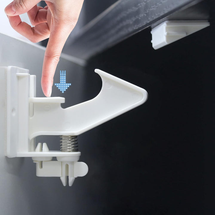 12 Pack Cabinet Locks Child Safety Latches -  Baby Proofing Cabinets Drawer Lock with Adhesive Easy Installation - No Drilling or Extra Screws (White)