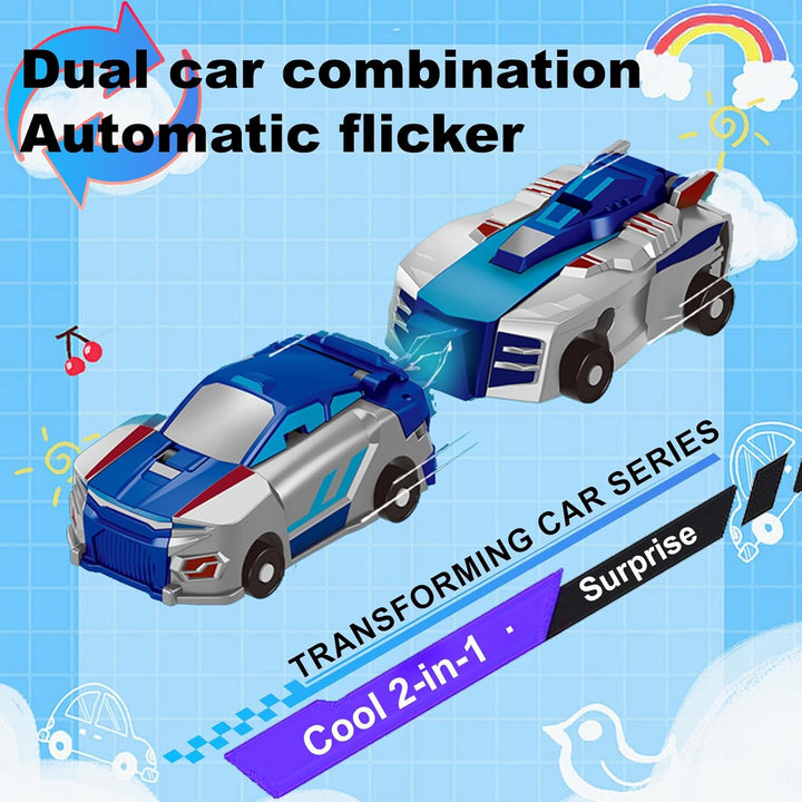 2-In-1 Collision Transformation Dinosaur Car Toy |Magnetic Cars Convertible Robot Toys|Dinosaurtoys for Kids 3-5 Ideal Christmas Birthday Gift for Boys and Girls (Blue)
